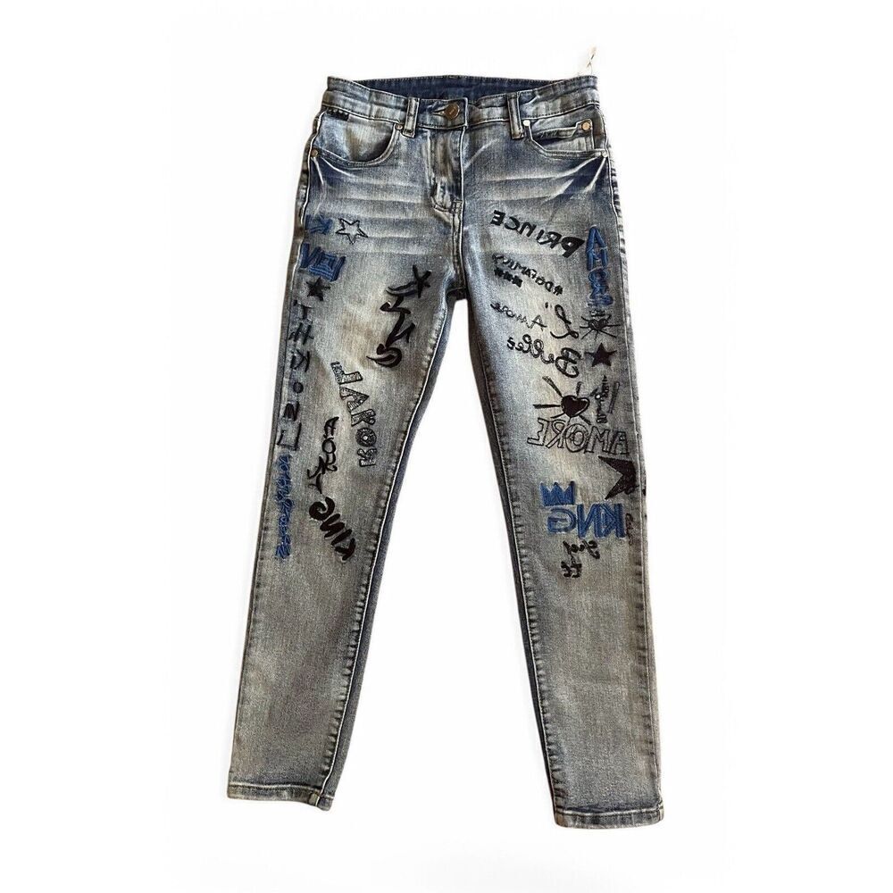 Drama Jeans Graffiti Distressed Junior Size 10 Skinny Bootcut Graphics Brand New